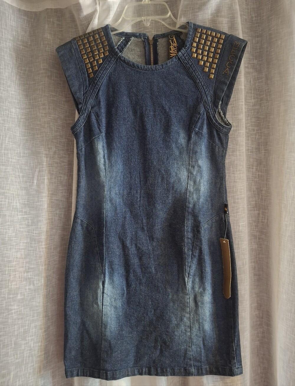 Y2k Mecca Femme Medium Wash Denim Embelleshed Dress NWT